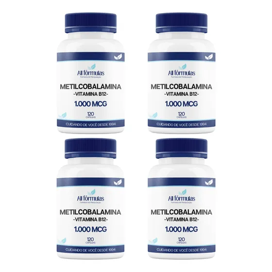 Vitamina B12 1000 Mcg 120 Cp Kit 4 Frascos - Metilcobalamina
