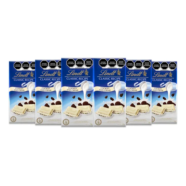 Pack 6 Barras Chocolate Blanco Lindt Cookies & Creme 120g