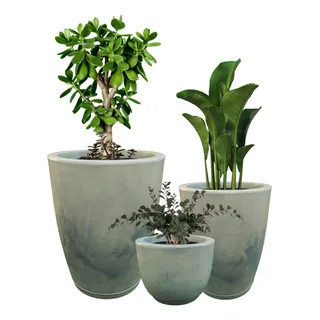 Kit 3 Vasos Plantas Alto Brilho Polido Estilo Vietnamita Kit 3 Vasos Plantas Alto Brilho Polido Estilo Vietnamita