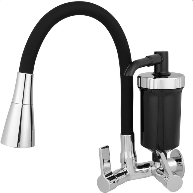 Torneira Gourmet Filtro Parede Flexivel Preta Pia Cozinha