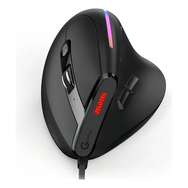 Mouse Gamer Zelotes Programable Vertical Ergonomico 9 Boton Color Negro