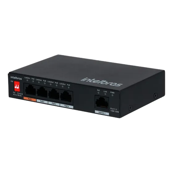 Switch 5p Fast Com 4 Portas Poe Intelbrassf 500 Hi-poe Skd