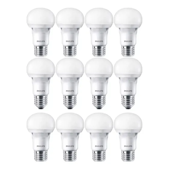 Pack 12 Ampolletas Led Philips E27 10w Luz Calida 3000k A60