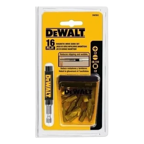 Jogo De Bits Dewalt, Modelo Dw2053, Ferramentas Manuais Para Parafusar Com Guia Magnética, 16 Peças