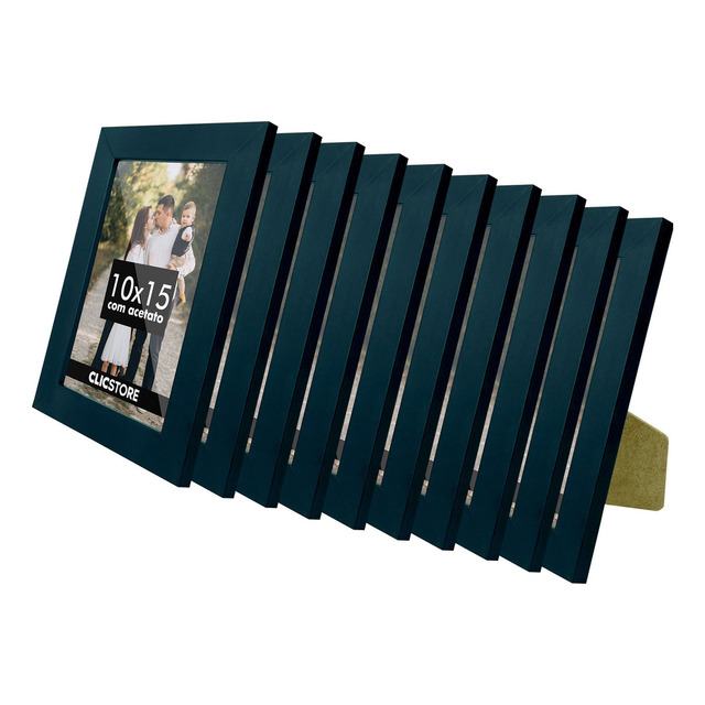 Kit 10 Moldura Porta Retrato 10x15 A6 Mesa Quadro C Acetato Cor Preto Kit 10 Moldura Porta Retrato 10x15 A6 Mesa Quadro C Acetato Cor Preto