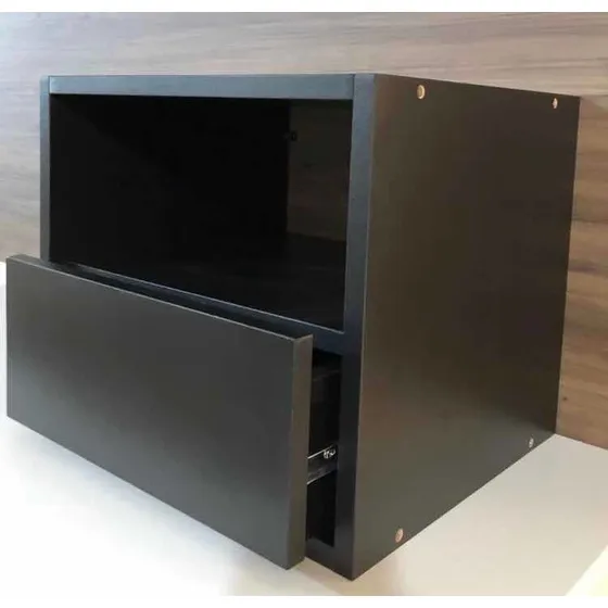 Criado Mudo Suspenso Com 1 Gaveta Preto 40/30/25