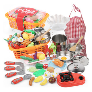 Juego De Juguetes De Cocina Con Delantal Para Niños, 42 Piez Juego De Juguetes De Cocina Con Delantal Para Niños, 42 Piez