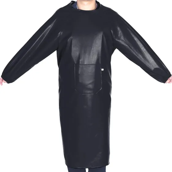 Caliente Largo Hombr Pu Cuero Delantal Bolsillo Smocks Manga