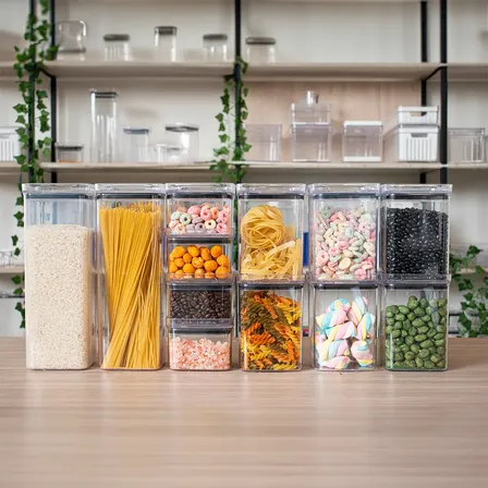 Kit Potes Porta Mantimento Hermético Quadrado Cozinha 12 Uni