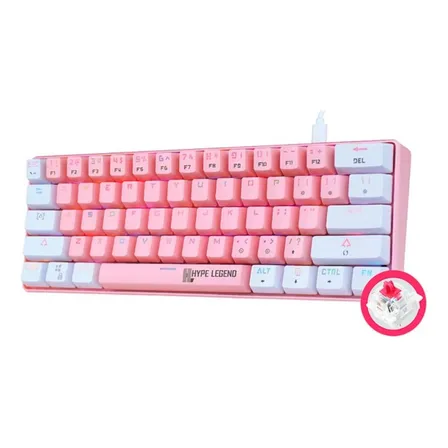 Teclado Hype Legend Rebel 60% Shiro Pinku Outemu Red Rgb Color Del Teclado Rosado