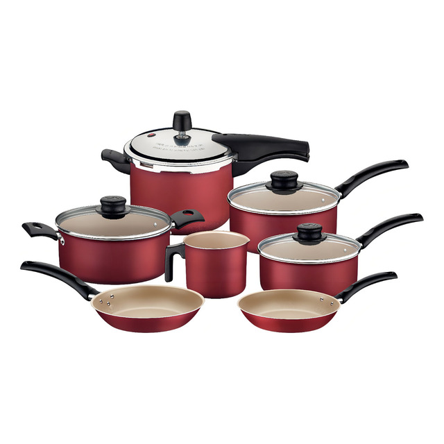 Jogo De Panelas 7 Peças Turim Tramontina Panela De Pressao Cor Vermelho Jogo De Panelas 7 Peças Turim Tramontina Panela De Pressao Cor Vermelho