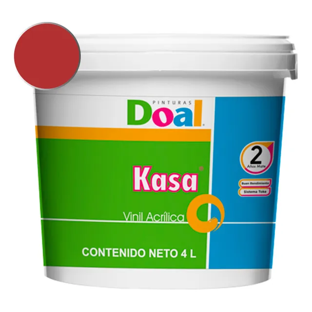 Galon Pintura Vinil-acrilica Doal Kasa 4 Litros Lavable Interiores Y Exteriores 2 Años Rojo Ladrillo