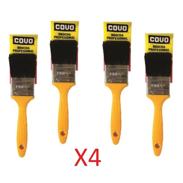Brocha Profesional 2pulgadas Cerdas Naturales Covo Pack 4und