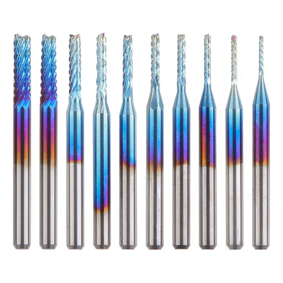 Set 10 Brocas Cortadores Madera Pvc Acrilico Pcb, Router Cnc,fresas Para Madera Herramientas