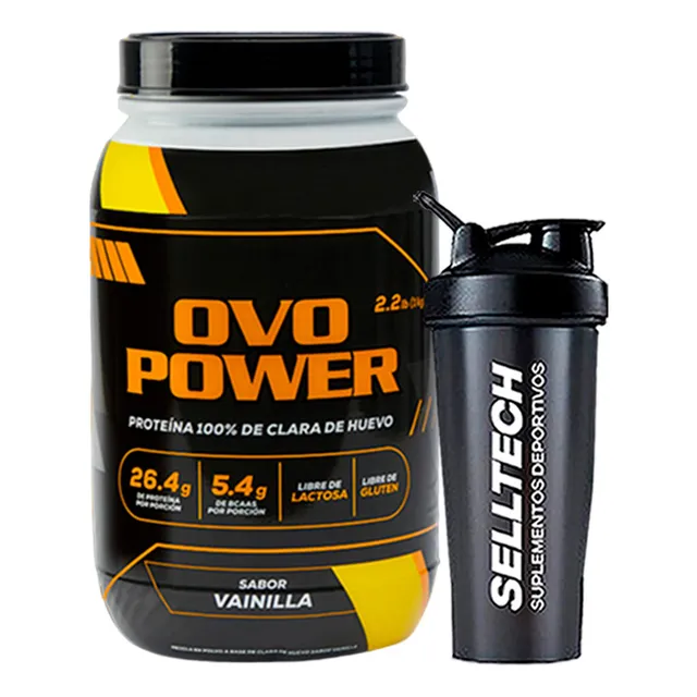 Proteína De Clara De Huevo Ovopower 1kg Vainilla + Shaker