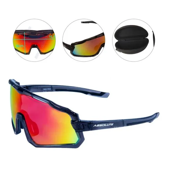 Oculos Para Ciclismo Absolute Wild Cinza Lente Vermelh Uv400 Cor da lente Vermelho