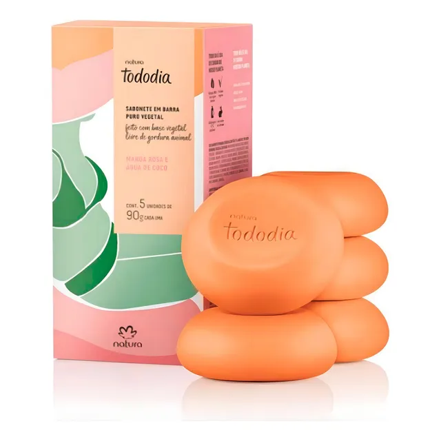 Jabones En Barra Mango Rosa Y Agua De Coco Natura 90g X5