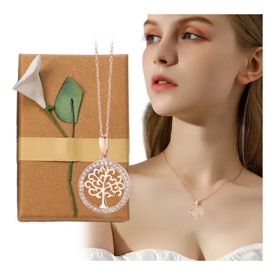 Collar Acero Inoxidable Mujer Árbol La Vida Zirconia Regalos