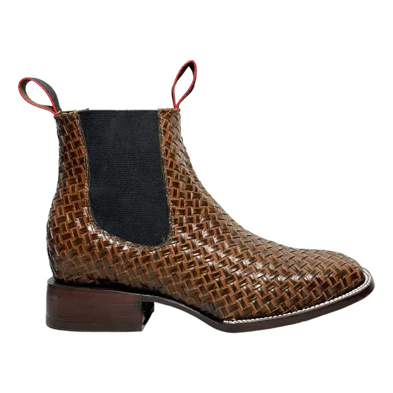 Botín Vaquero Hombre De Piel Bulldog Petatillo Cafe