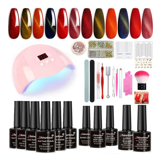 20 Kit Esmaltes Uñas+ Lámpara Uñas Sun Led/uv+base+top+tools
