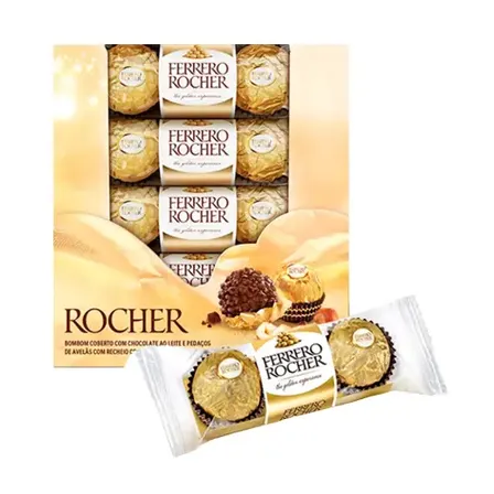 Bombom Ferrero Rocher T3 - Chocolate - Avelã - 600 G - 600 G - Kit - 16 - 3 - Caixa