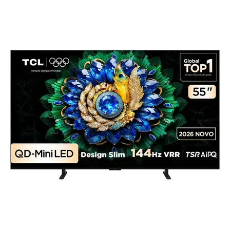 Smart TV TCL 55 Polegadas QLED Mini LED 4K A400M WiFi Bluetooth Google TV HDR10+ 144 Hz VRR 55A400M