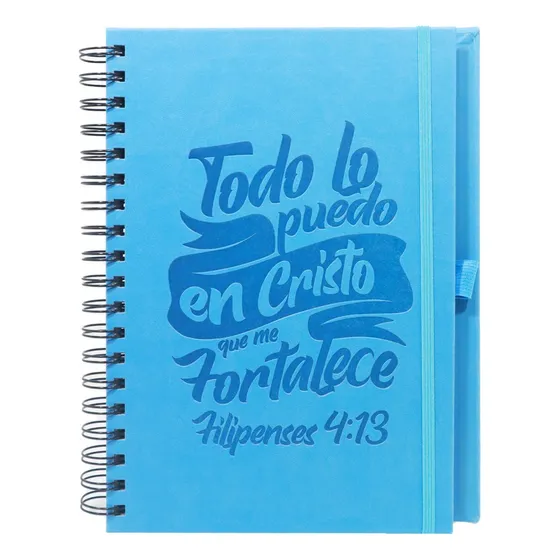 Libreta Cuaderno Cristiano Tapa Dura Con 100 Hojas/ Celeste 
