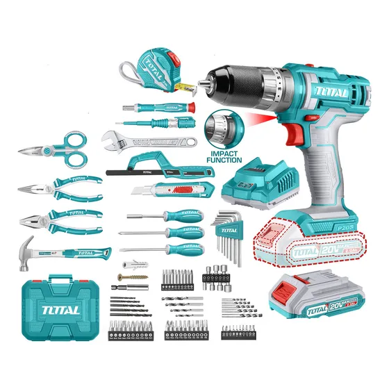 Kit Atornilladora 20v + Herraminetas De Mano Total Color Turquesa Frecuencia 60