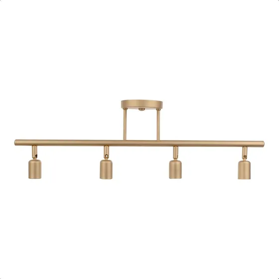 Luminária Articulada Trilho 4 Spot E27 Sala Cozinha Quarto Cor Dourado Fosco 127/220v