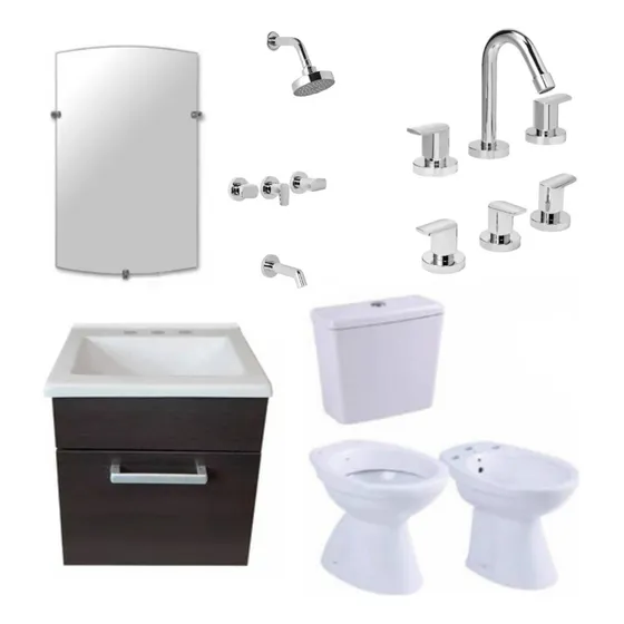 Juego Baño Vanitory Griferia Accesorio Tapa Completo