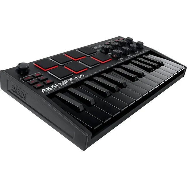 Teclado Midi Akai Mpk Mini Mk3 Black, 25 Teclas + Estuche