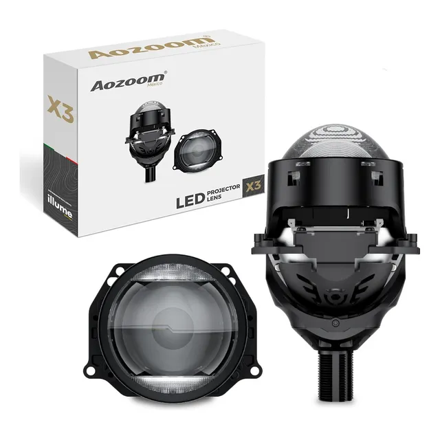 Aozoom X3 Proyectores Lupa Bi Led + Drl, Retrofit, 3in