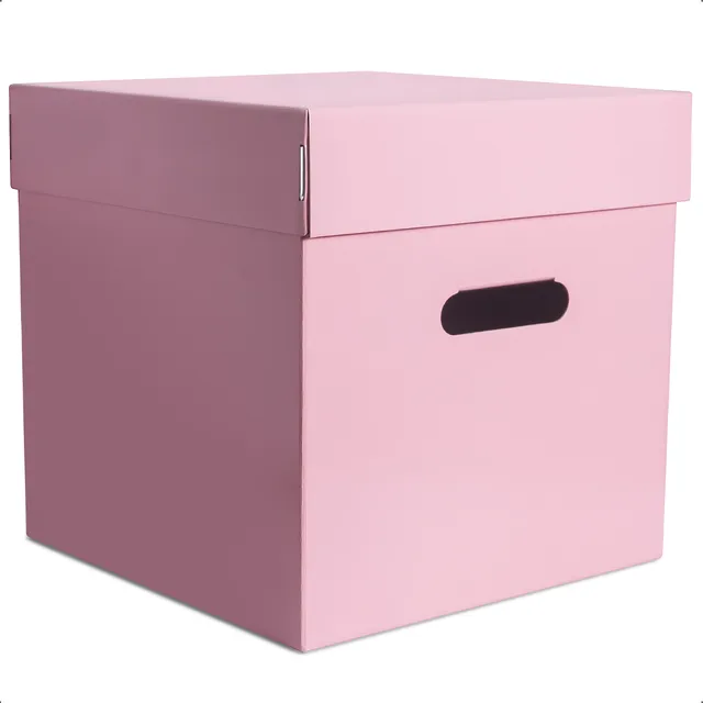 Caja Cubo De Cartón Con Tapa Y Manijas 