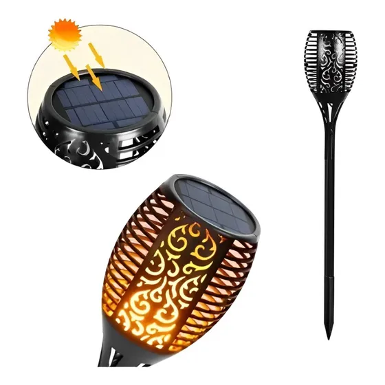 Antorcha Luz Solar Led 78cm 51 Led De Jardin Imita Fuego 