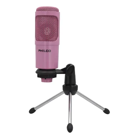 Micrófono Condensador Para Streaming Philco Usb 31623 Rosado