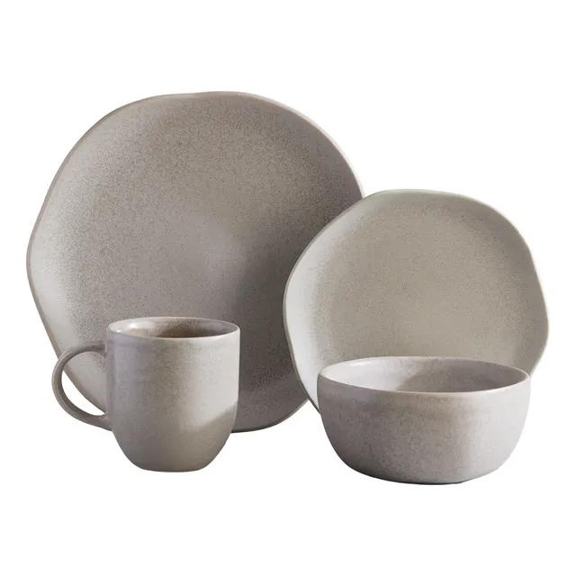 Vajilla Corona Concreto 4 Puestos 16 Piezas Vl1810040116 Color Gris