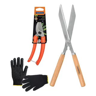 Tesoura Para Cerca Viva + Tesoura Poda Tramontina + Luva Cor Cromado Tesoura Para Cerca Viva + Tesoura Poda Tramontina + Luva Cor Cromado