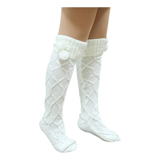 D Y Calcetines De Punto De Lana De Invierno Con Bola De