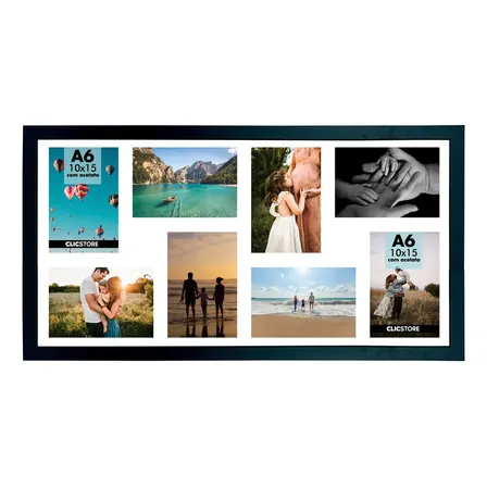 Painel Multifoto 8 Foto 10x15 Quadro Paspatur Branco Acetato
