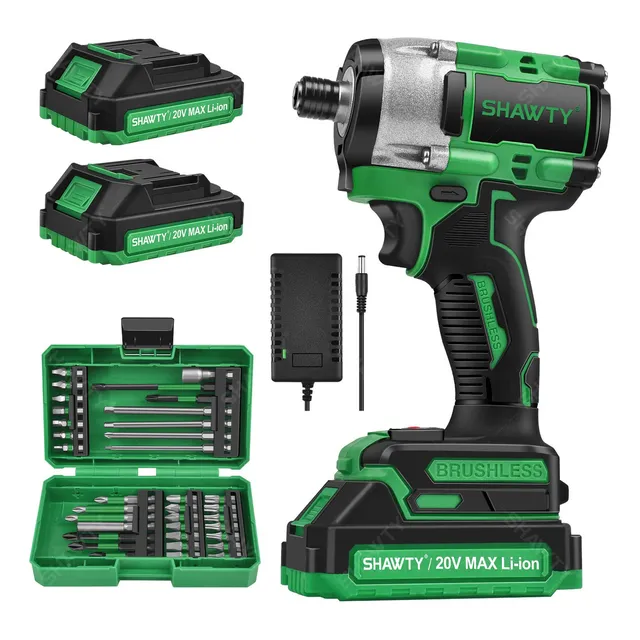 Atornillador De Impacto Inalámbrico SHAWTY® Destornillador 1/4" 2 Baterías, Velocidad Máxima de Rotación 2400RPM Con kit de Cabeza de Tornillo 28 Piezas