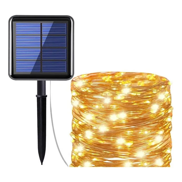 Guirnalda Solar Estaca 20m Exterior 200 Luces Led Exterior