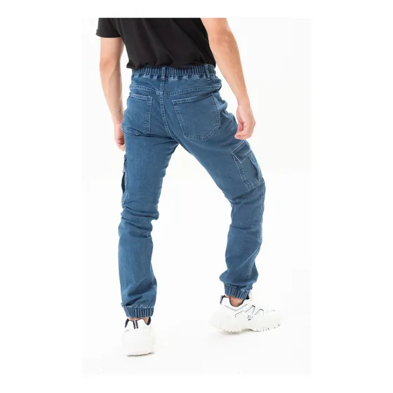 Pantalon De Jean Cargo Con Puño