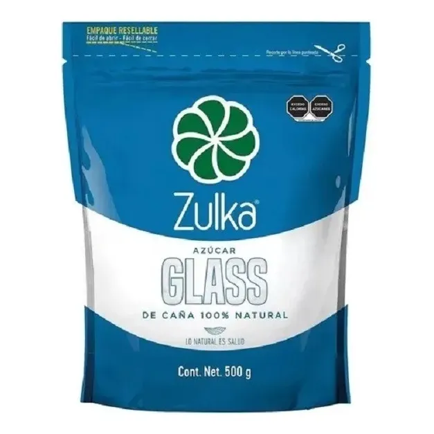 Caja Con 10 Bolsas De Azucar Glass Zulka 500gr C/u