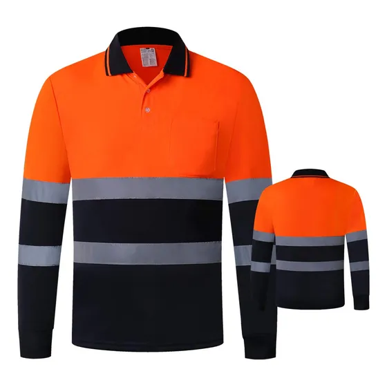 Nsi Clase 2 Hi Vis Camisa Amarillo Marino Manga Larga Polo