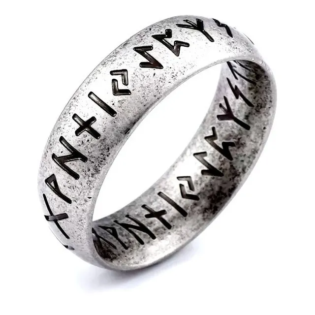 Anillo Vikingo Nórdico Amuleto Runas En Acero Inoxidable