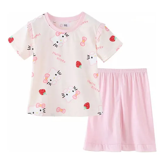 A Pijama De Verano Para Niños De Algodón Puro, Conjunto De