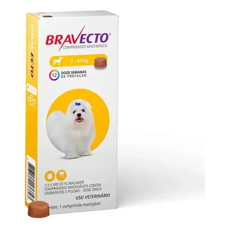 Controle de pulgas mastigável Bravecto MSD para cães de 2 a 4,5 kg