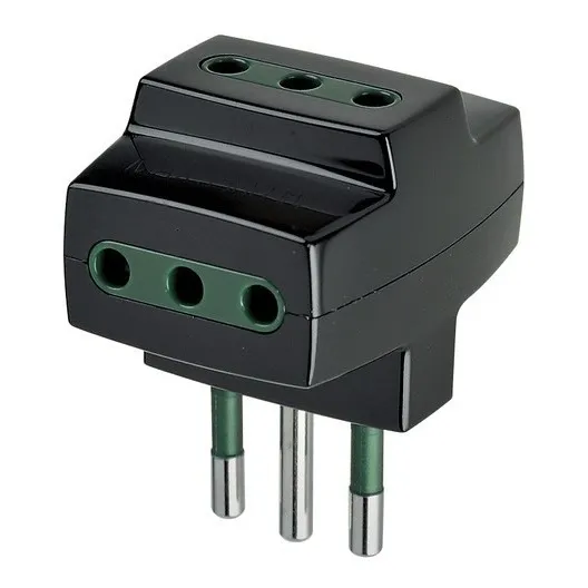 Adaptador Triple 2p+t 10a 220v S11 Negro 0320 Vimar