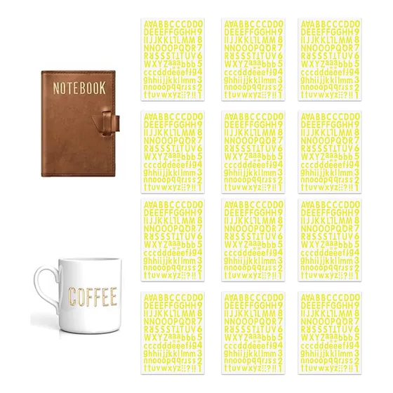 12 Pegatinas Con Purpurina Para Letras Del Alfabeto, Autoadhesivas, amarillo, Para Número De Dirección, Decoración De Gorra De Graduado, Manualidades Y Decoración De Aula