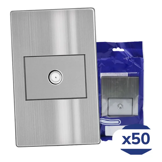 Placa Contacto Televisión Acero Inoxidable Gris 77x124mm Artlite Apl-110 Paquete 50 Piezas